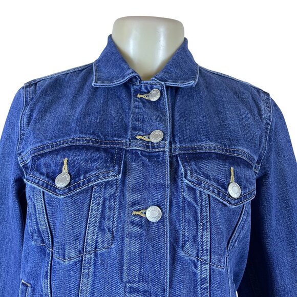 Gap Denim Blue Women's Classic Fitted Trucker Jacket Versatile Casual Style Sz M - Picture 4 of 9